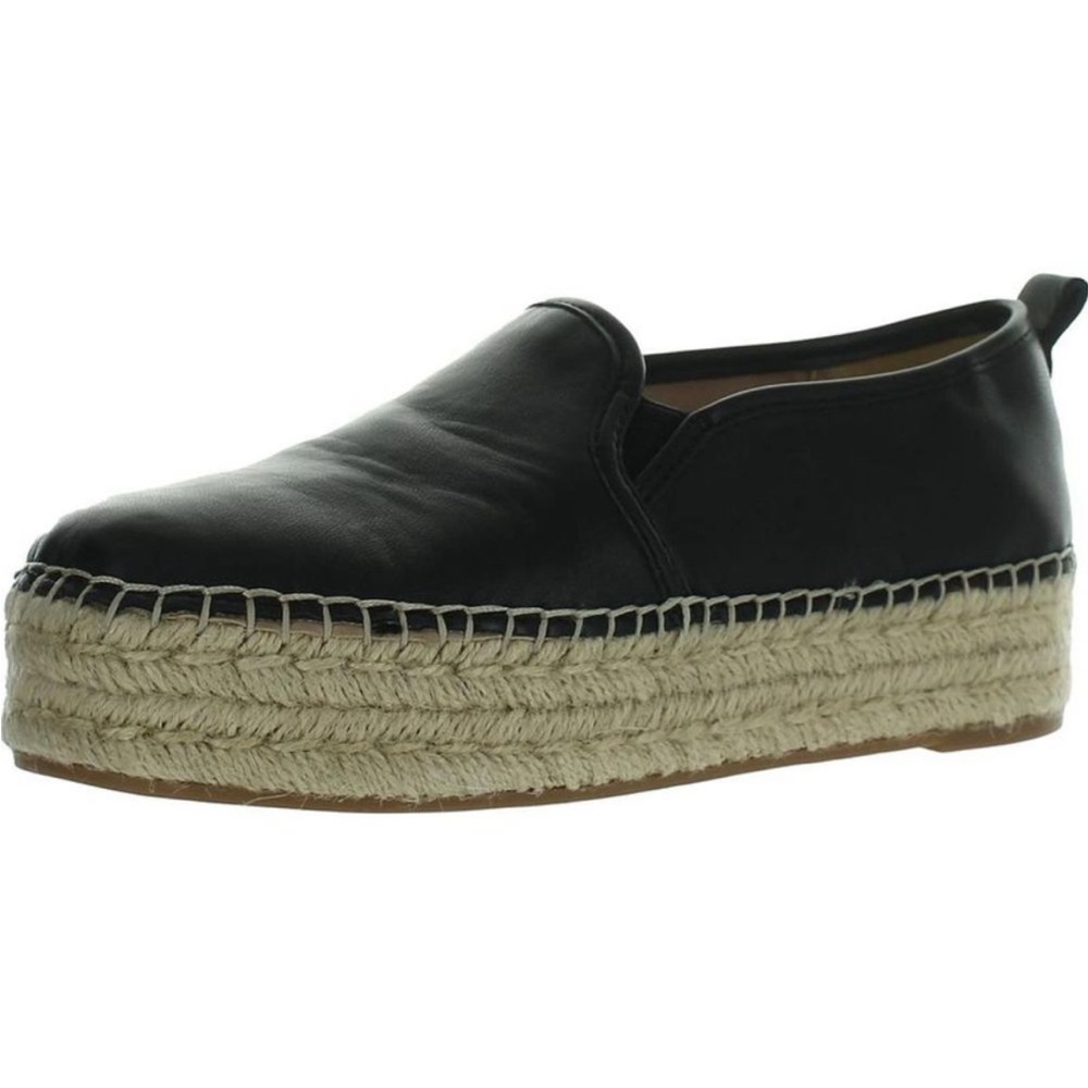 (Flaws) Sam Edelman Carrin Black Leather Platform Espadrilles Size 7